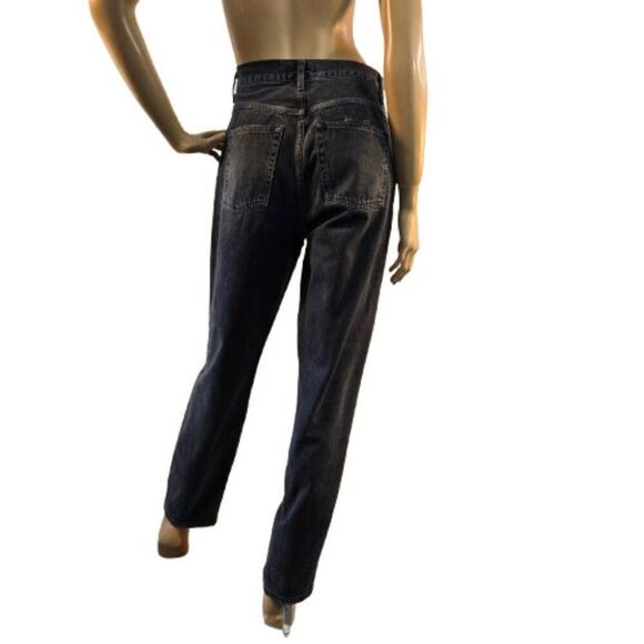 Agolde High Rise Button Fly Tapered Organic Jeans Womens Sz 26 Black Denim - Picture 5 of 12